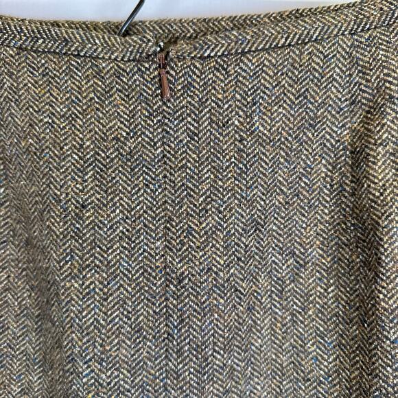 Talbots Wool Blend Brown Herringbone Midi Straight Skirt Womens Size 14 Office - Picture 6 of 13